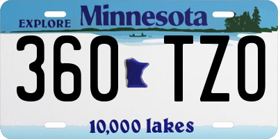 MN license plate 360TZO