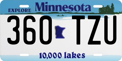 MN license plate 360TZU