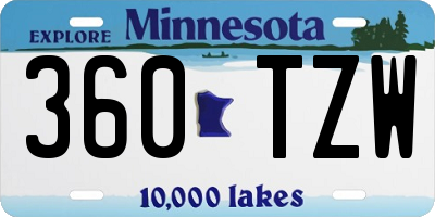 MN license plate 360TZW