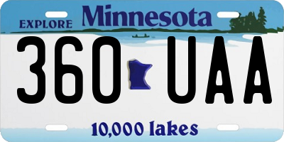 MN license plate 360UAA