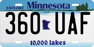 MN license plate 360UAF