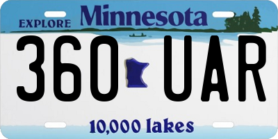 MN license plate 360UAR
