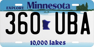 MN license plate 360UBA