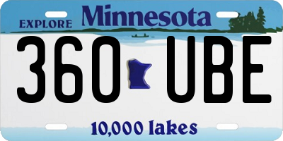 MN license plate 360UBE