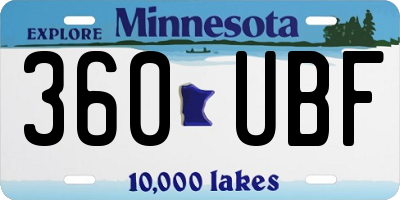 MN license plate 360UBF