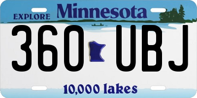 MN license plate 360UBJ
