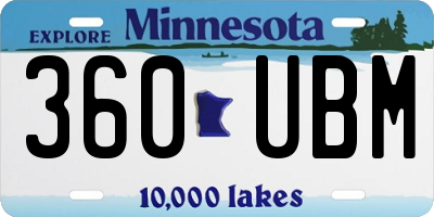 MN license plate 360UBM