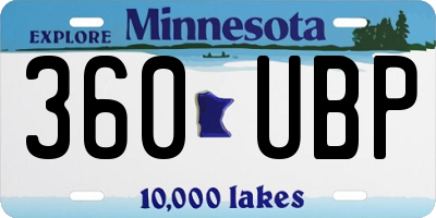 MN license plate 360UBP