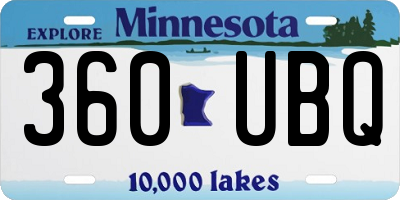 MN license plate 360UBQ