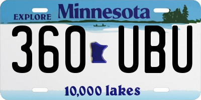MN license plate 360UBU