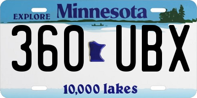 MN license plate 360UBX