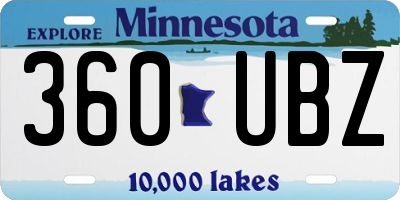 MN license plate 360UBZ