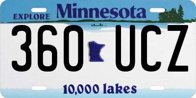 MN license plate 360UCZ