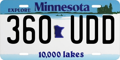 MN license plate 360UDD