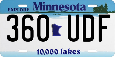 MN license plate 360UDF