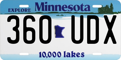 MN license plate 360UDX