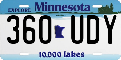 MN license plate 360UDY