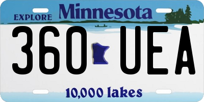 MN license plate 360UEA