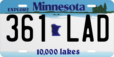 MN license plate 361LAD