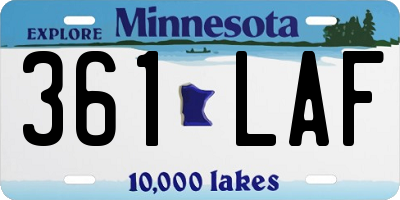 MN license plate 361LAF