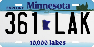 MN license plate 361LAK