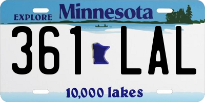 MN license plate 361LAL