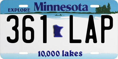 MN license plate 361LAP