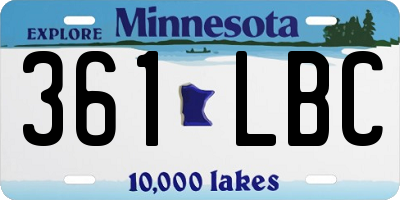 MN license plate 361LBC