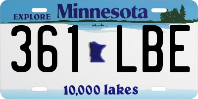 MN license plate 361LBE