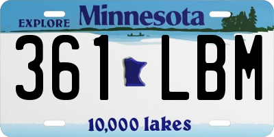 MN license plate 361LBM