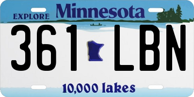 MN license plate 361LBN