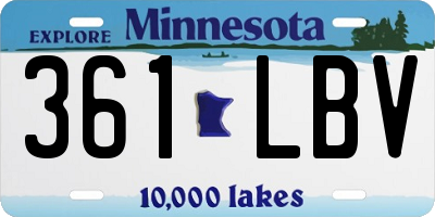MN license plate 361LBV