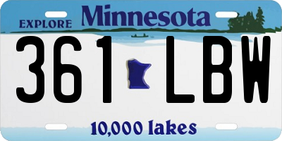 MN license plate 361LBW
