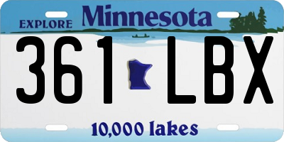 MN license plate 361LBX