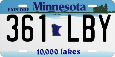 MN license plate 361LBY
