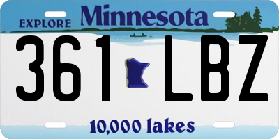 MN license plate 361LBZ