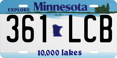 MN license plate 361LCB