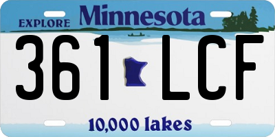 MN license plate 361LCF