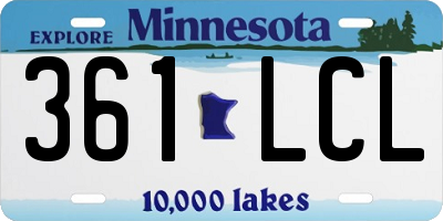 MN license plate 361LCL