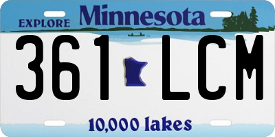 MN license plate 361LCM