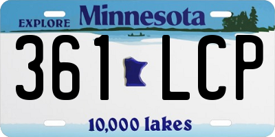 MN license plate 361LCP