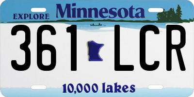 MN license plate 361LCR