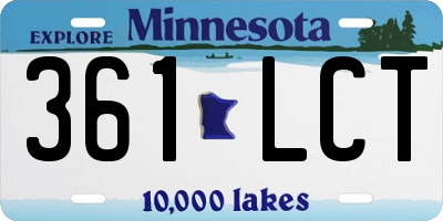 MN license plate 361LCT