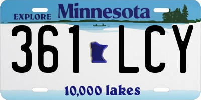 MN license plate 361LCY