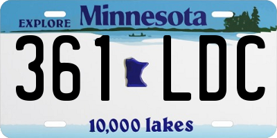 MN license plate 361LDC