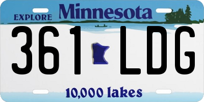 MN license plate 361LDG
