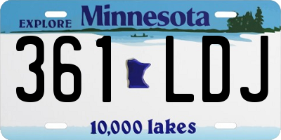 MN license plate 361LDJ