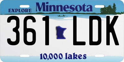 MN license plate 361LDK