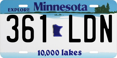MN license plate 361LDN