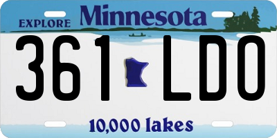 MN license plate 361LDO